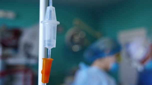 Medicines Slowly Dripping Intravenous Drip Equipment Modern Surgery Medics Working — Stock Video