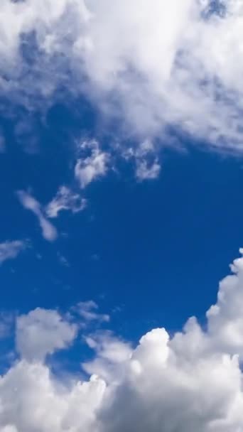 Vita Fluffiga Cumulusmoln Ändrar Snabbt Form Den Blå Himlen Grå — Stockvideo