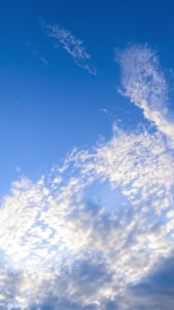 Φως Όμορφα Σύννεφα Πετούν Κατά Μήκος Του Μπλε Ουρανού Ουρανοί — Αρχείο Βίντεο