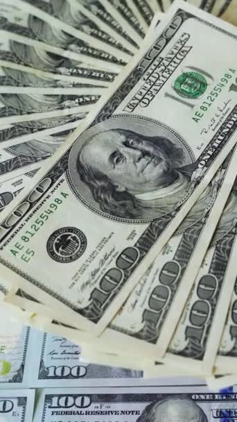 Cirkel Hundra Dollarsedlar Snurrar Amerikanska Dollarsedlar Roterande Rörelse Kontanter Dollar — Stockvideo