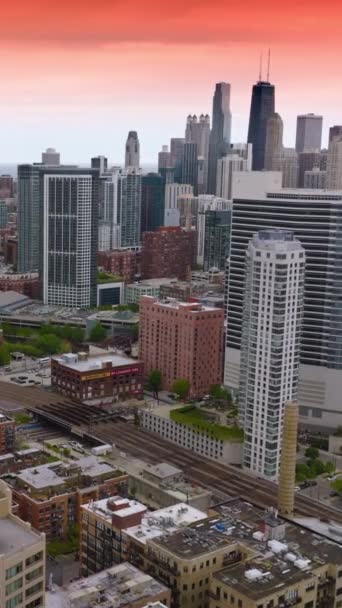 Urban Cityscape Modern Chicago Illinois Hermosa Arquitectura Ciudad Telón Fondo — Vídeo de stock
