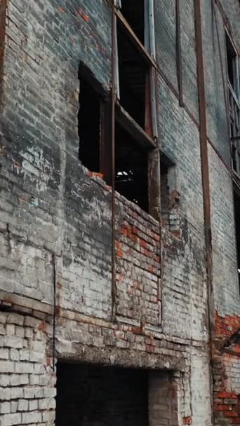 Ruinas Una Vieja Fábrica Antiguo Edificio Industrial Para Demolición Vista — Vídeos de Stock