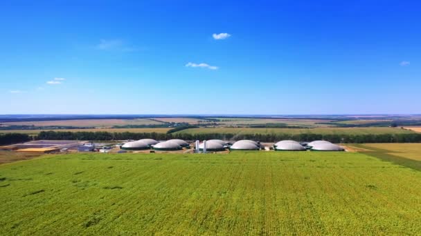 Modern Biyo Yakıt Fabrikası Pitoresk Tarım Arazilerinde Yer Alıyor Güneşli — Stok video