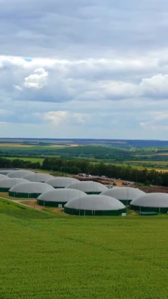 Petite Ferme Biogaz Sur Terrain Plante Agricole Moderne Pour Production — Video