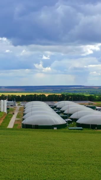 Bioplynová Stanice Bioplynová Elektrárna Mezi Zelenými Poli Zemědělský Skleníkový Komplex — Stock video