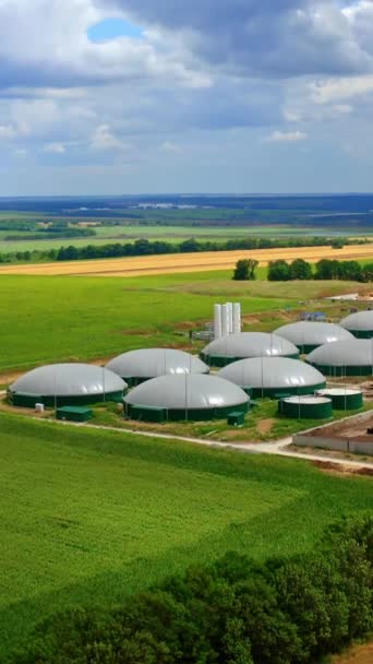 Biogas Plante Grønne Marker Vedvarende Energi Fra Biomasse Moderne Landbrug – Stock-video