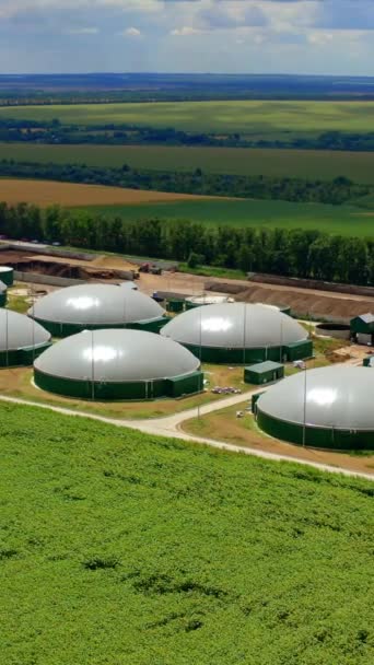 Nowoczesne Biogazownie Polach Małe Gospodarstwo Produkcji Biomasy Wśród Pięknego Środowiska — Wideo stockowe