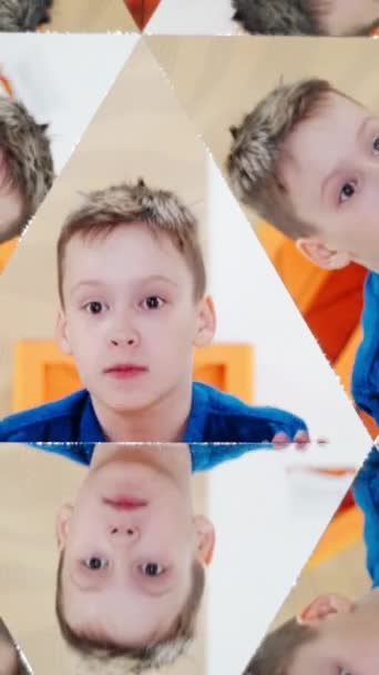 Enfant Dans Tunnel Kaléidoscope Regard Vers Infini Vidéo Verticale — Video