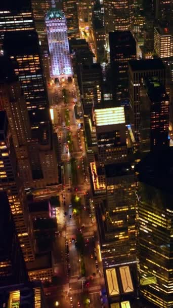 Gece New York Güzel Işıklarla Dolu Gökyüzü Perspektifinden Uyuyamayan Metropolün — Stok video