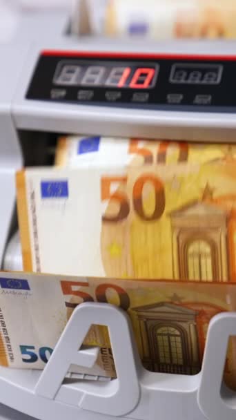 Máquina Para Contar Dinero Billetes Euros Concepto Financiero Mecanismo Operaciones — Vídeo de stock