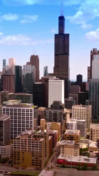 Beautiful Architecture Chicago City Multi Storied Buildings Skyscrapers Busy Metropolis — Stock Video