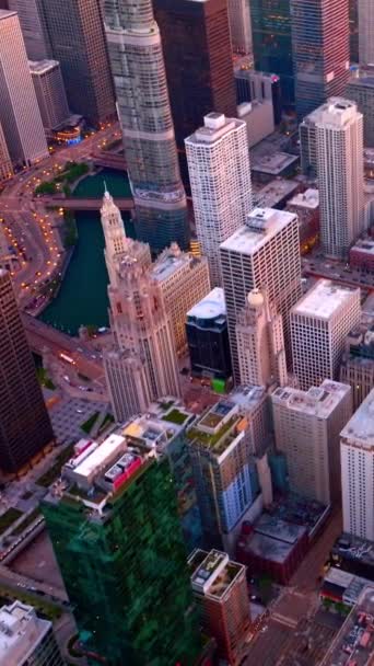 Híres Tereptárgyak Csodálatos Chicagóból Illinois Ból Élénk Élénk Utcák Nyüzsgő — Stock videók