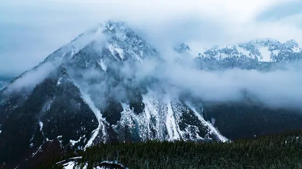 Alam Pegunungan Amerika Dengan Awan Awan Atas Hutan Taman Gunung Stok Foto Bebas Royalti