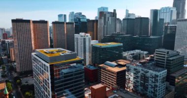 Chicago şehir merkezindeki bazı binaların çatılarında çim var. İHA görüntüleri, tepesinde yeşil bölgeler olan çok katlı binaları uzak tutuyor..