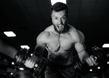 Loş bir spor salonunda yoğun halter seansı. Kaslı bir adam karanlık bir spor salonunda tutkulu bir şekilde ağırlık kaldırır. Yoğun çalışması sırasında kendini adamış ve gücünü gösterir..