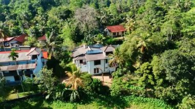 Tropikal ormanlardaki kulübelerden uzakta. Güney Asya, Sri Lanka 'da bozulmamış güzel bir kırsal bölge.