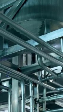 Süt fabrikasında yoğurt ve süt üretimi, fermantasyon için endüstriyel ekipman Dikey video