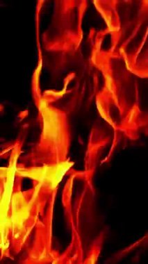 Şenlik ateşi. Yavaş Çekimde Yanan Ateş. Orman yangını. Yavaş çekim Dikey video