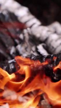 Yakacak odun yakın. Alevli dille sıcacık ateşin detaylarıyla detaylandırılmış