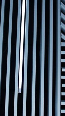 Odayı süsleyen uzun beyaz paneller. Gündüz lambaları oda tasarımının detaylarıdır. Dikey video