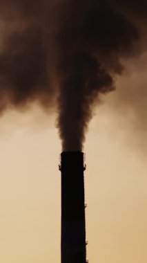 Bacadan endüstriyel duman. Fabrikadaki bacalardan dumanlar yükseliyor.