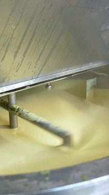 Süt ürünleri endüstrisinde tereyağı üretim hattı. Süt ürünleri fabrikasındaki tereyağı üretimini kapat