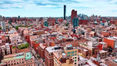 Modern New York, ABD 'deki eski yerleşim yerleri. Metropolün ektik yaşam tarzı. Hava görünümü.