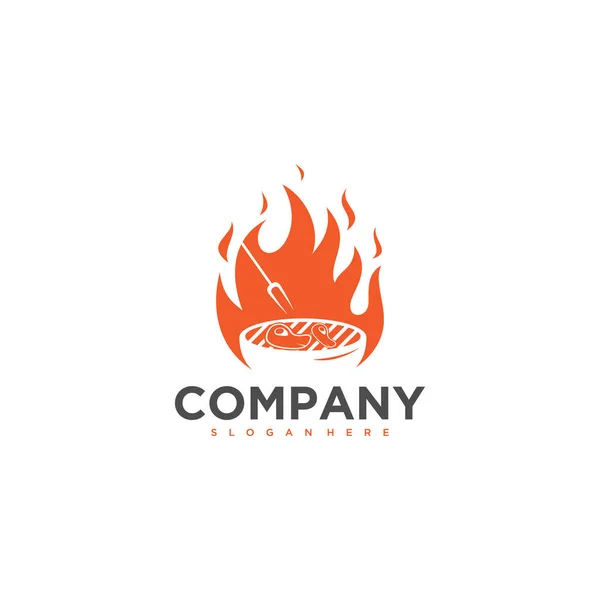 Modello Logo Ristorante Barbecue Illustrazione Vettoriale Eps Eps — Vettoriale Stock