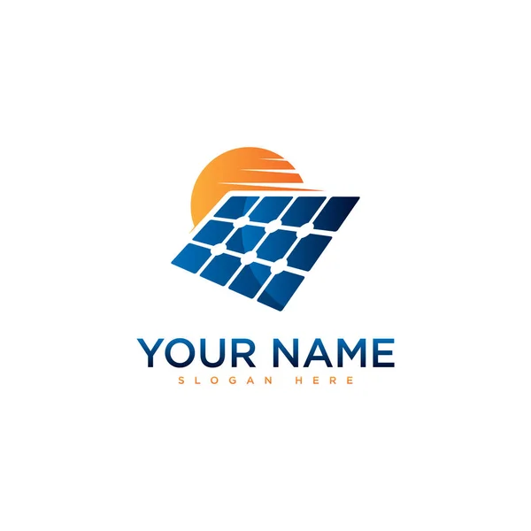 Logotipo Energia Solar Com Sol Abstrato Painel Ilustração Vetorial Eps —  Vetores de Stock