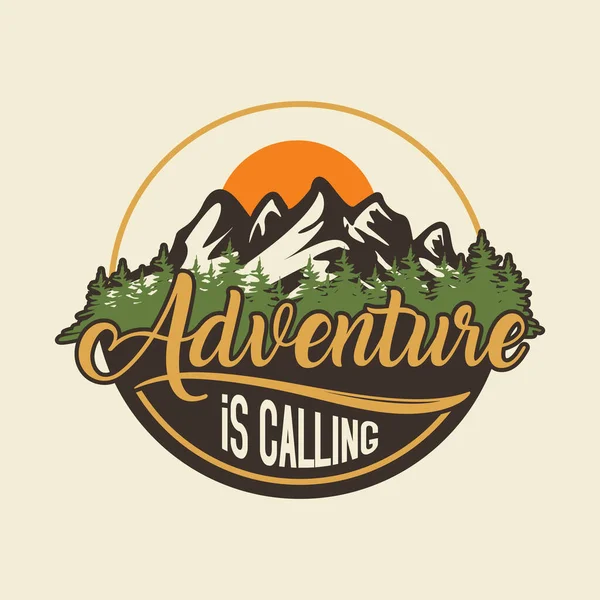 Adventure Calling Letter Nature Emblem Template Background Vector Illustration — Vetor de Stock