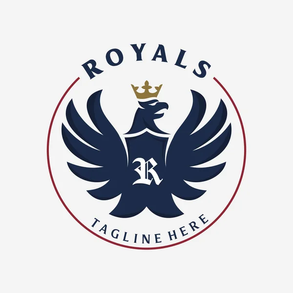 Royal letter emblem with Crowned American Eagle. Vector illustration