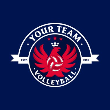 Volleyball emblem logo background vector design. Vector illustration