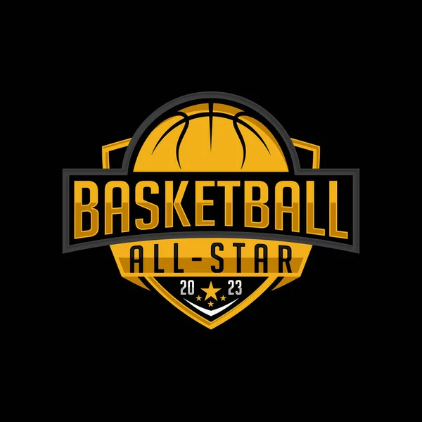 Basketbol All Star 2023 Vektör Maskot Logosu Spor Takımı Için — Stok Vektör