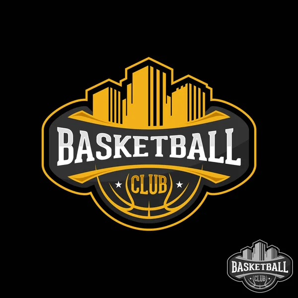 Basketball City Kulübü Amblem Vektör Maskot Logosu Spor Takımı Için — Stok Vektör
