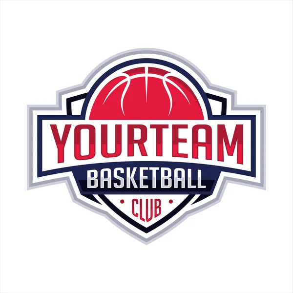 Basketbol Kulübü Amblemi Vektör Logosu Spor Takımı Için Düz Stil — Stok Vektör