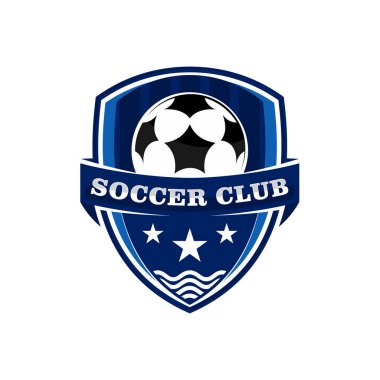 Futbol Futbol Rozeti Logosu Tasarım Şablonu. Spor takımının kimliği. Vektör illüstrasyonu