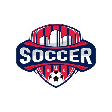 Futbol kulübü spor futbol takımı için bir amblem tasarladı. Vektör illüstrasyonu