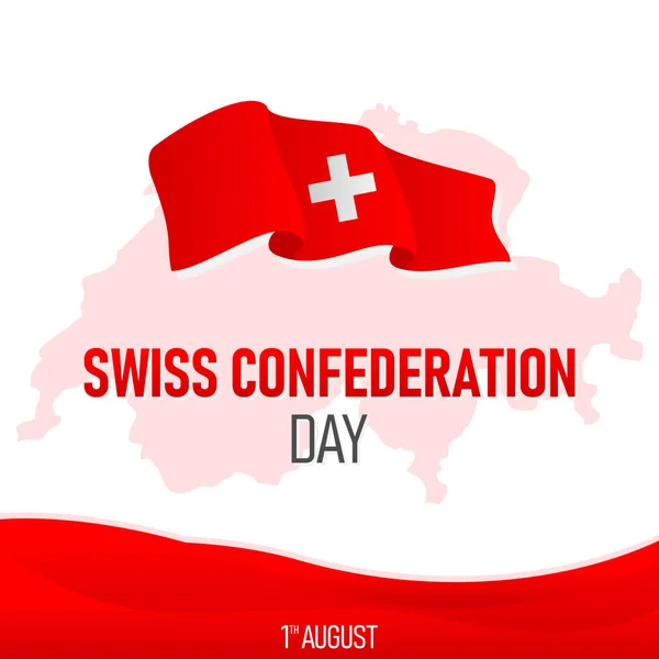 stock vector Swiss Confederation Day with Red map of the country. Vector illustration