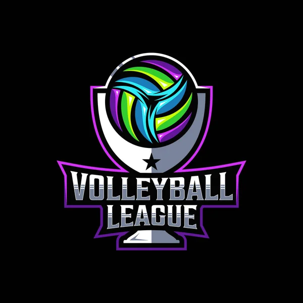 Voleybol Ligi Veya Voleybol Kupası Vektör Maskot Esport Logosu Modern — Stok Vektör