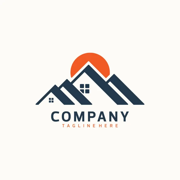 House Mountain Residence Minimalist Logo Real Estate Landscaping Vector Illustration — Stock Vector