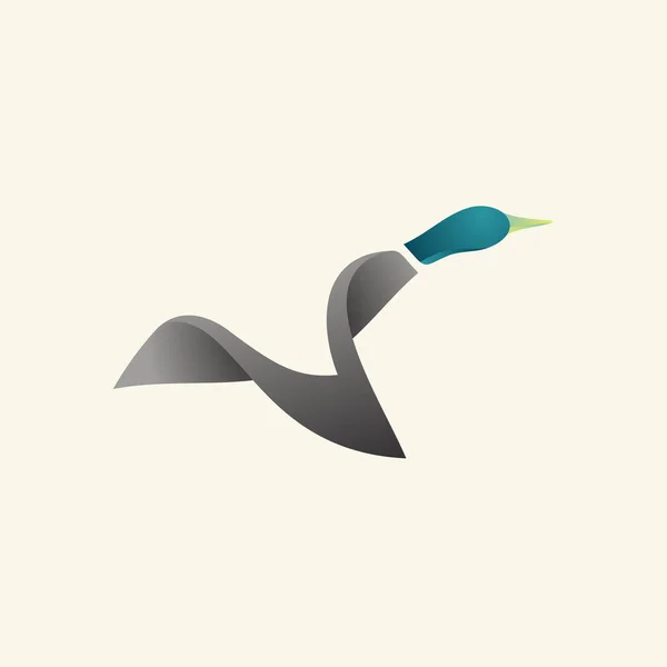 Градиентный Цветовой Векторный Шаблон Логотипа Fliying Duck Векторная Иллюстрация — стоковый вектор