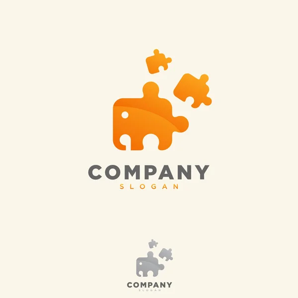 Elefante Puzzle Logo Gradiente Colorido Estilo Vector Plantilla Ilustración Vectorial — Vector de stock