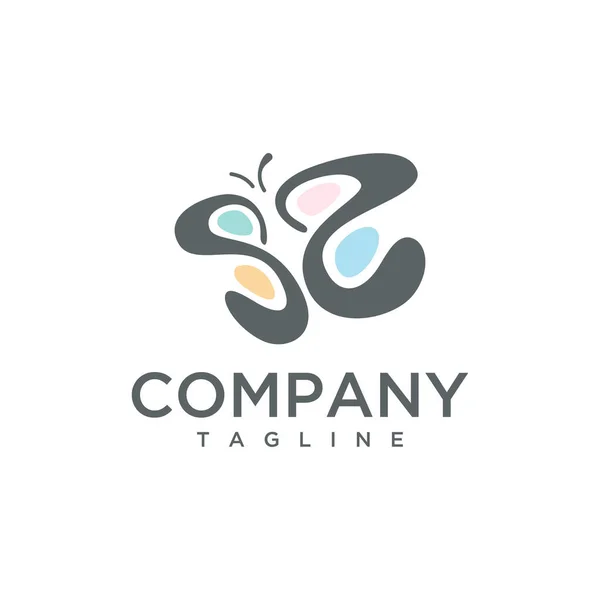 Lettre Logo Coloré Papillon Conceptuel Icône Simple Illustration Vectorielle — Image vectorielle