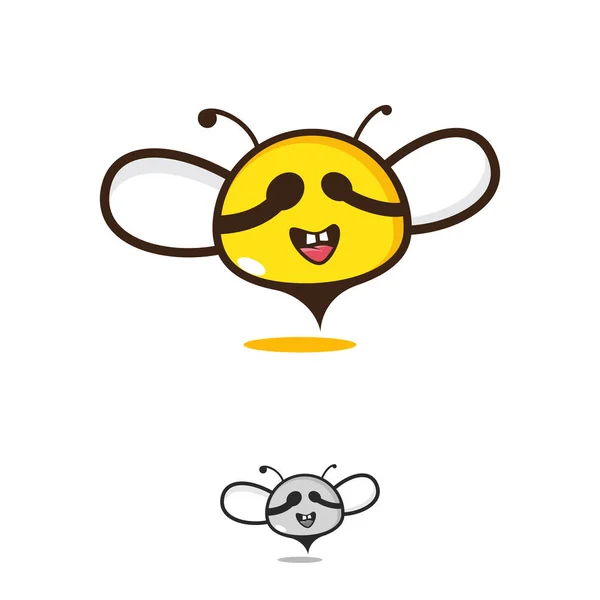 Lustiges Lächeln Honey Bee Tiere Logo Vektor Vektorillustration — Stockvektor