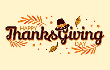 Happy Thanksgiving Day with autumn leaves template background. Vector illustration clipart