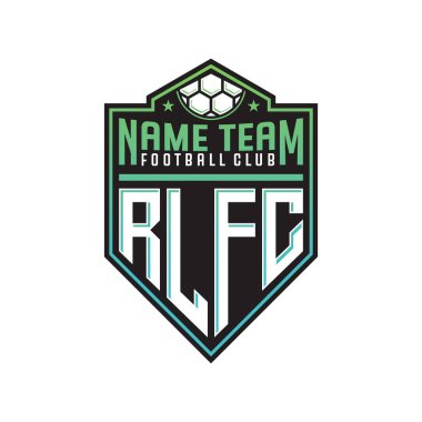 Zarif, modern, yeşil futbol rozet logosu tasarımı. Vektör illüstrasyonu