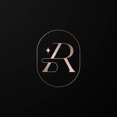 Zarif modern altın AR veya RA harfli logo tasarımı. Vektör illüstrasyonu