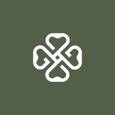 Basit kalın çizgi Clover logo tasarım şablonu. Vektör illüstrasyonu