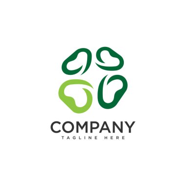 Basit yeşil Yonca sembolü logo konsept şablon tasarımı. Vektör illüstrasyonu