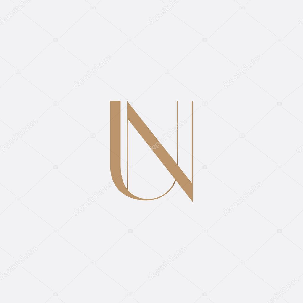 Alphabet letters monogram icon logo UN elegance. Vector illustration